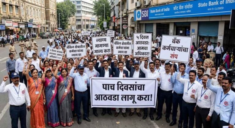 पाच दिवसांचा आठवडा लागू करण्यासाठी बँक कर्मचाऱ्यांचा संप